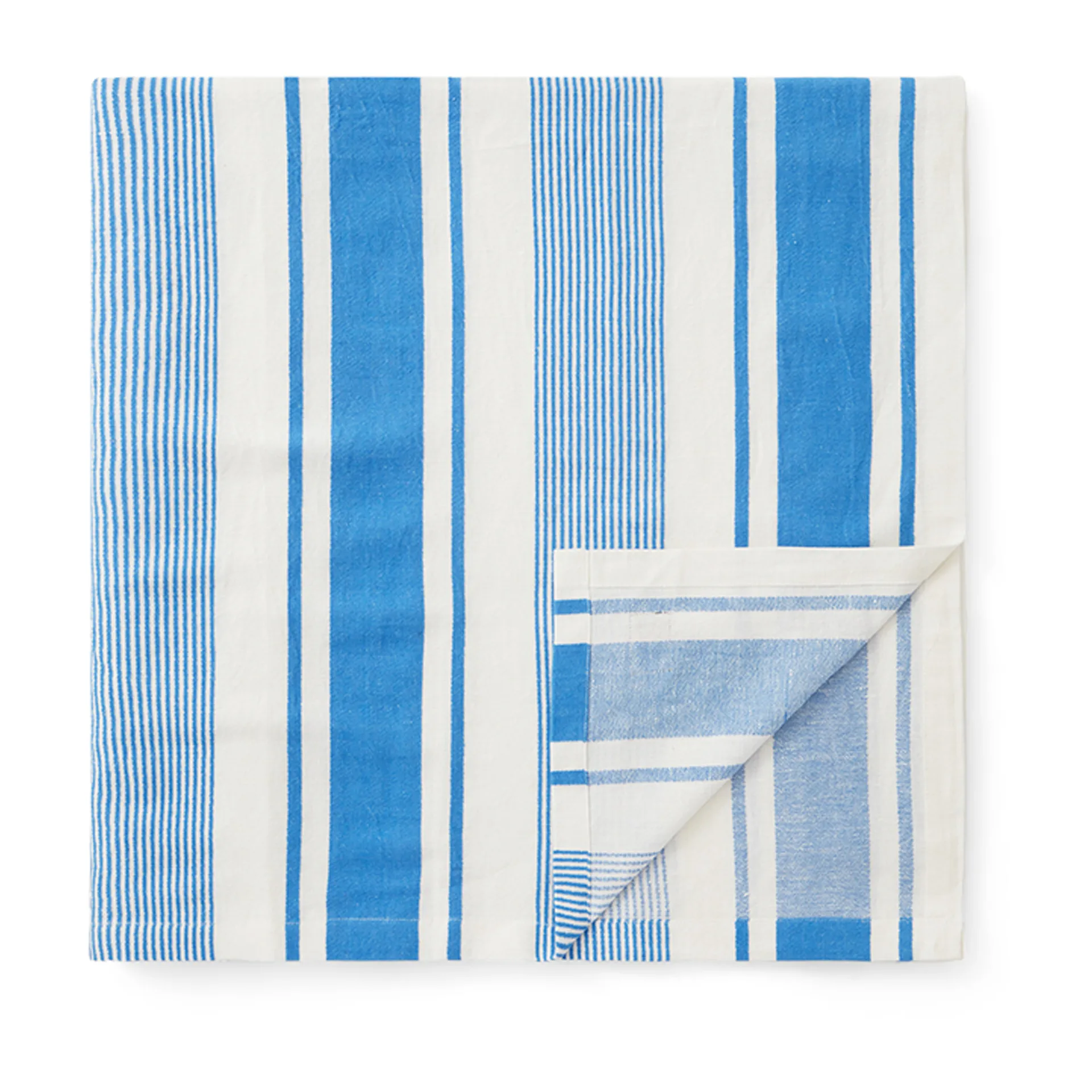 Striped Linen Cotton 桌布 150x250 cm, Blue-white Lexington