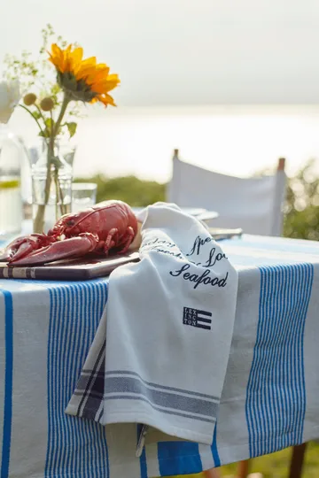 Striped Linen Cotton 桌布 150x250 cm - Blue-white - Lexington