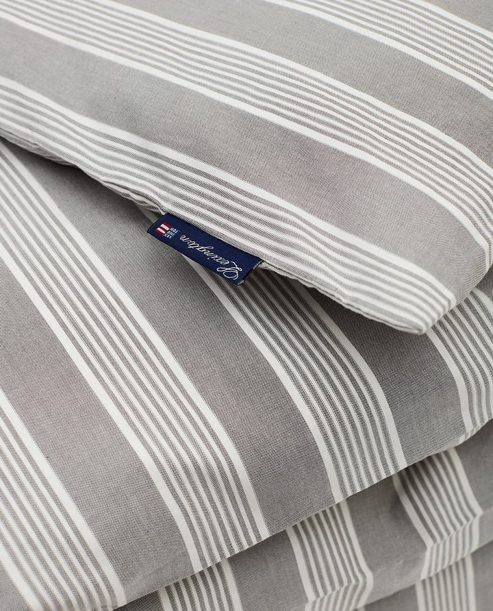 Striped lyocell and cotton 被套 220x220 cm, Gray/Off White Lexington