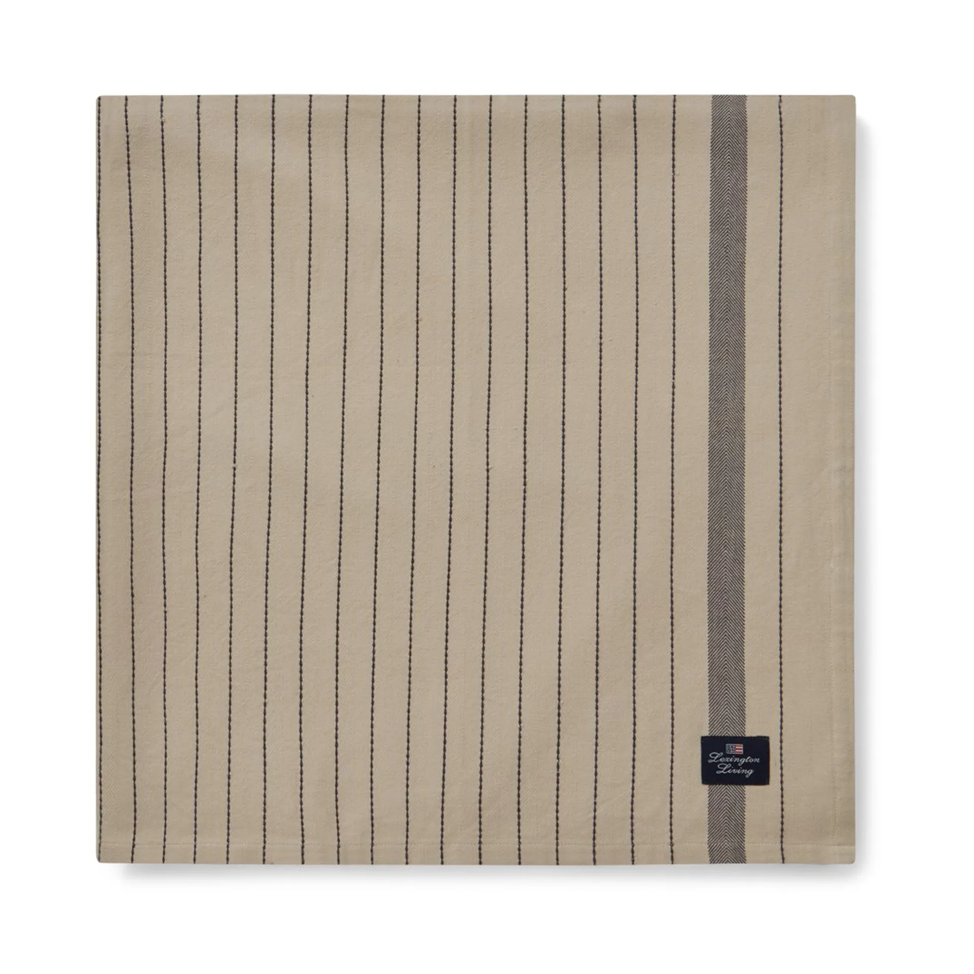 Striped Organic Cotton 桌布 150x350 cm, Beige-dark grey Lexington