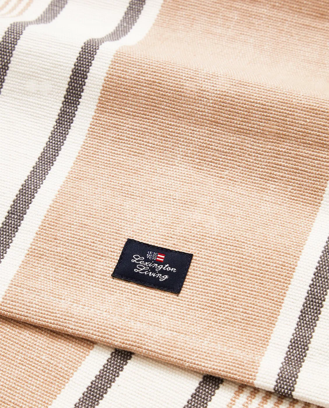 Striped Organic Cotton 桌旗 50x250 cm, 白色-米色 Lexington
