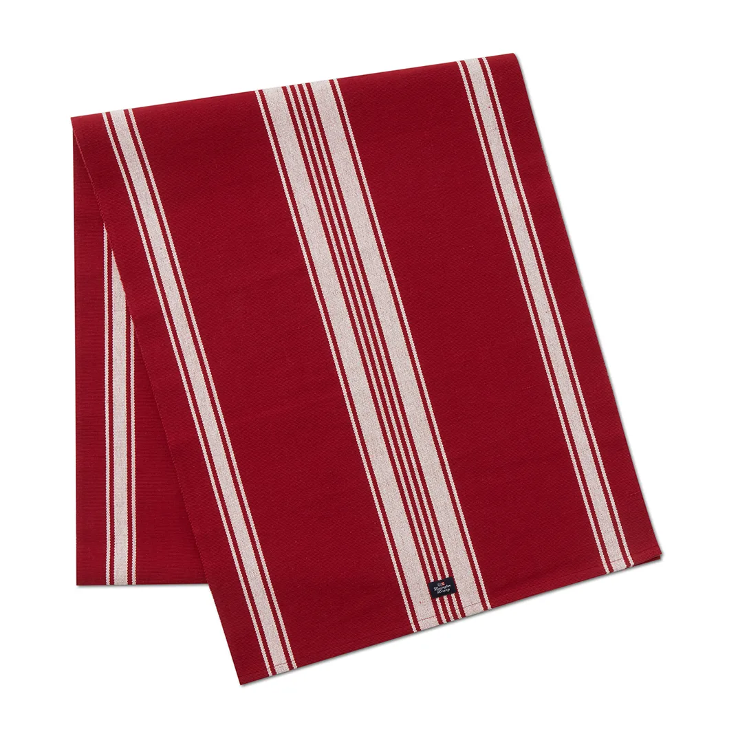 Striped Organic Cotton Rib 桌旗 50x250 cm, 红色-白色 Lexington