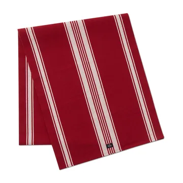 Striped Organic Cotton Rib 桌旗 50x250 cm - 红色-白色 - Lexington