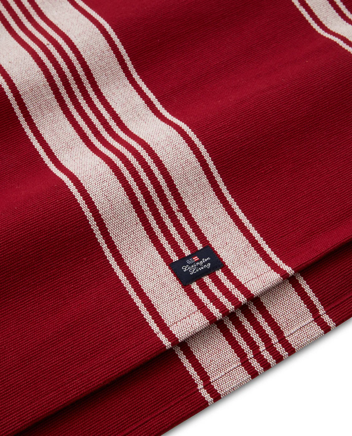 Striped Organic Cotton Rib 桌旗 50x250 cm, 红色-白色 Lexington