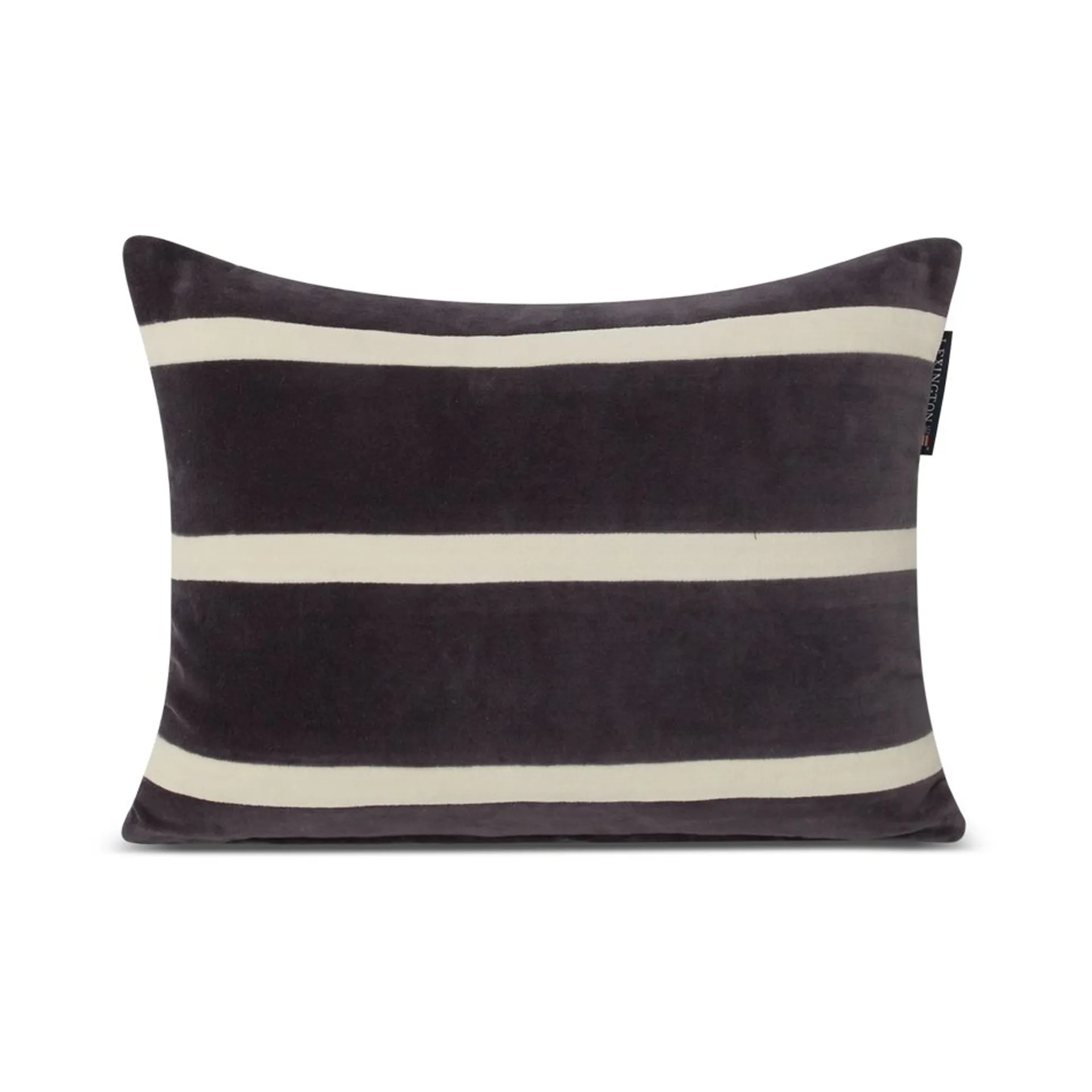 Striped Organic Cotton Velvet 靠枕|靠垫 30x40 cm, Dark grey-light beige Lexington