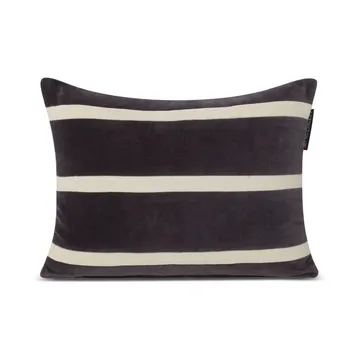 Striped Organic Cotton Velvet 靠枕|靠垫 30x40 cm - Dark grey-light beige - Lexington