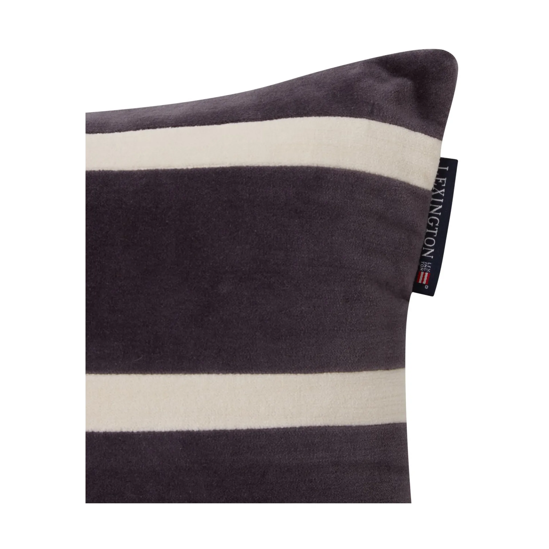 Striped Organic Cotton Velvet 靠枕|靠垫 30x40 cm, Dark grey-light beige Lexington