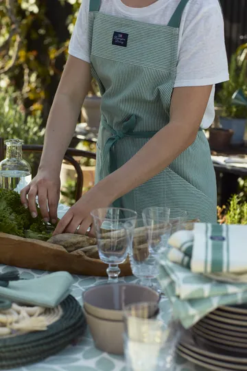 Striped Oxford 围裙 - 绿色-白色 - Lexington