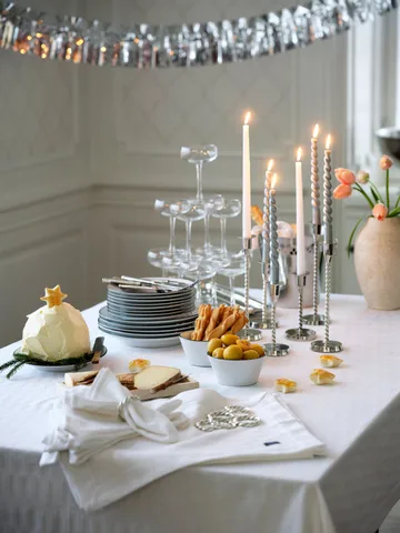 White jacquard cotton 桌布 150x250 cm - 白色 - Lexington