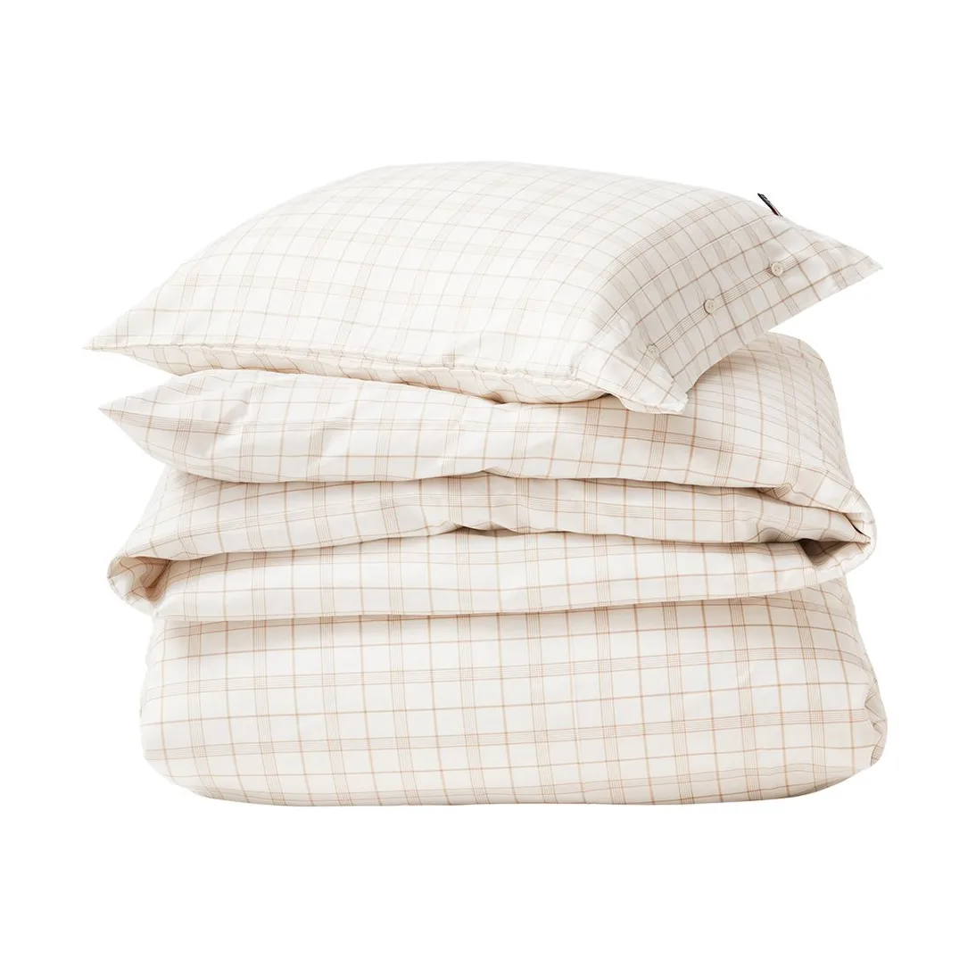 White/Beige Checked Lyocell/Cotton 床上用品套装, 50x60 cm, 150x210 cm Lexington