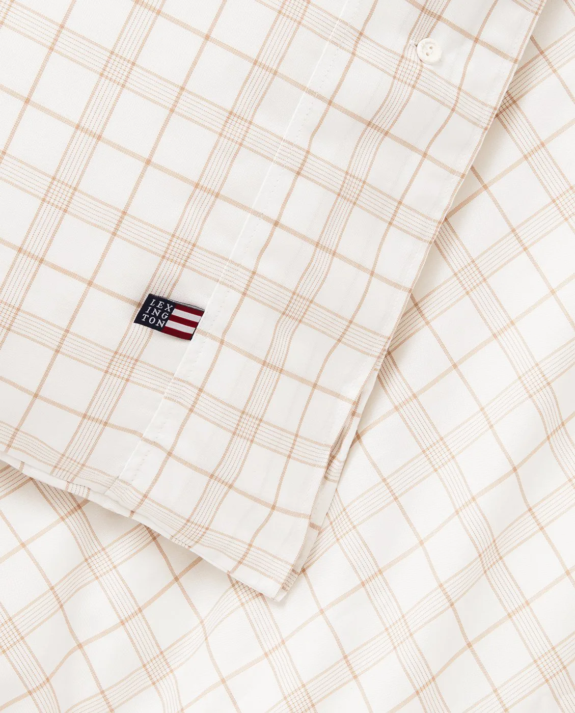 White/Beige Checked Lyocell/Cotton 床上用品套装, 50x60 cm, 150x210 cm Lexington