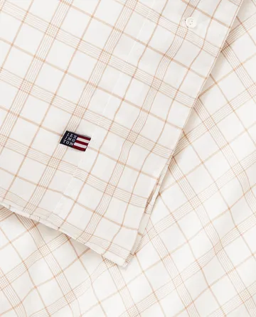 White/Beige Checked Lyocell/Cotton 床上用品套装 - 50x60 cm, 150x210 cm - Lexington