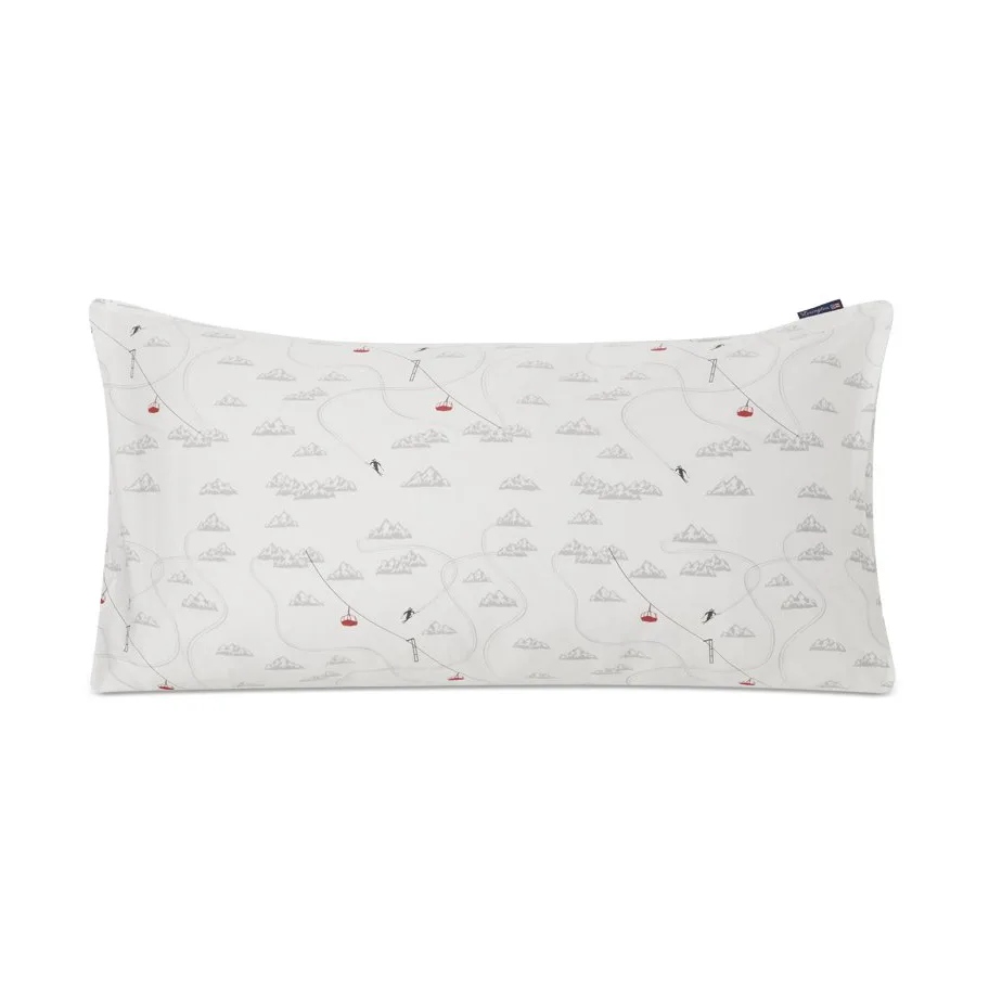 Winter Printed Cotton Sateen 枕头套 50x90 cm, 白色-灰色-红色 Lexington