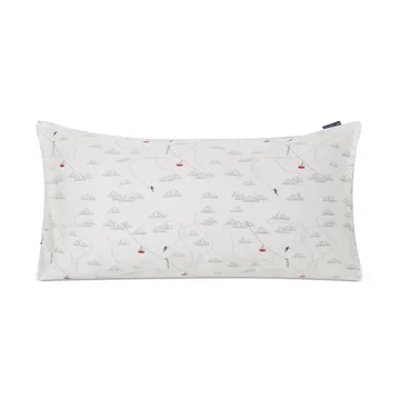 Winter Printed Cotton Sateen 枕头套 50x90 cm - 白色-灰色-红色 - Lexington