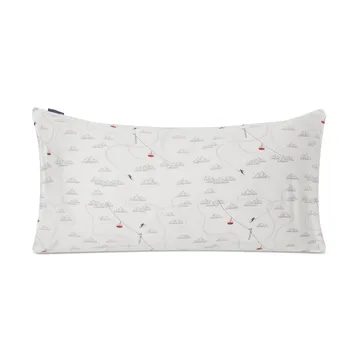 Winter Printed Cotton Sateen 枕头套 50x90 cm - 白色-灰色-红色 - Lexington