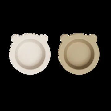 牡丹图案带吸盘碗Ø16cm2件 - 沙色_燕麦色 - Liewood