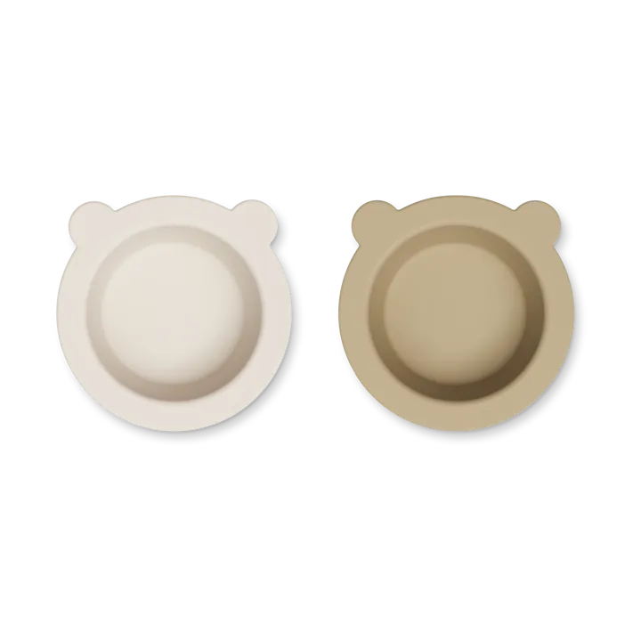 牡丹图案带吸盘碗Ø16cm2件 - 沙色_燕麦色 - Liewood
