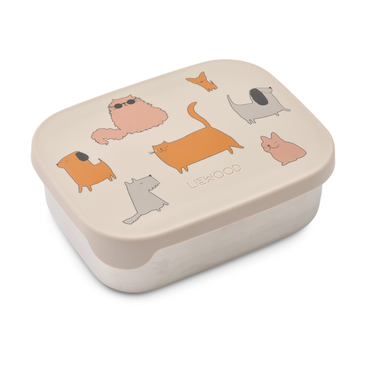 Arthur lunchbox 13.5x17 cm - 小猫和小狗-沙色 - Liewood