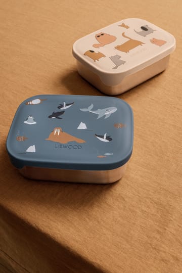 Arthur lunchbox 13.5x17 cm - 小猫和小狗-沙色 - Liewood