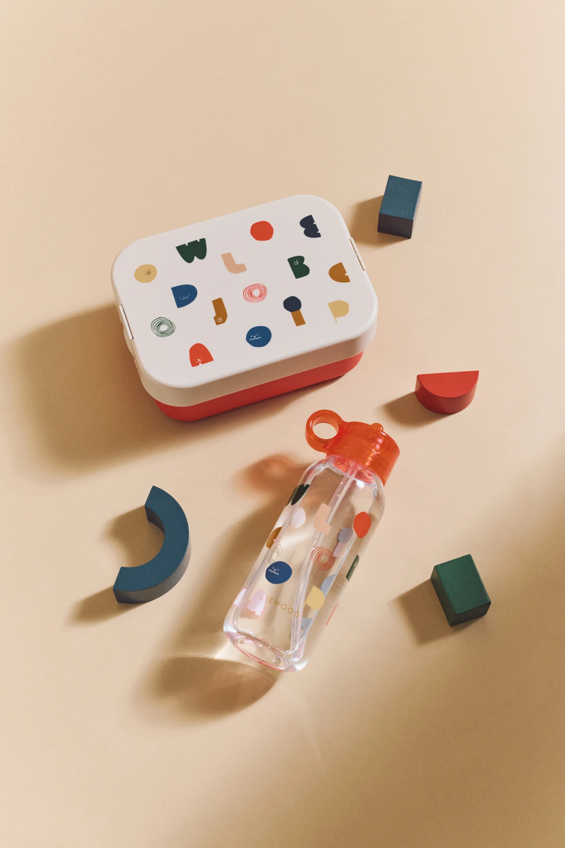 Chelsey printed lunchbox 套装 2件, 人物-沙色 Liewood