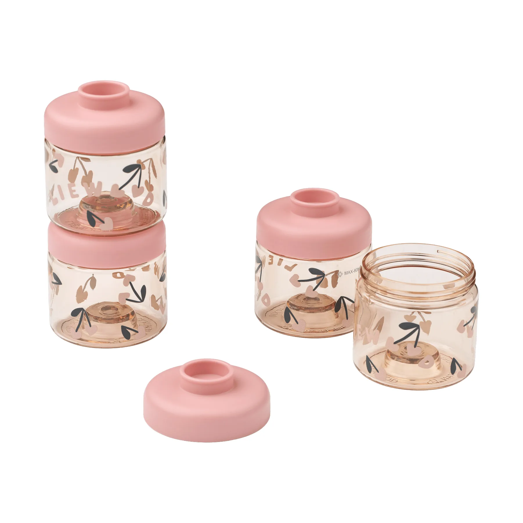 Dominique 婴儿辅食罐 100ml 4个装, 樱桃心系列_玫瑰色 Liewood