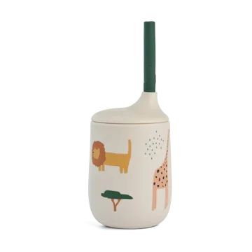 Ellis printed sippy 杯子含吸管 230ml - Safari sandy mix - Liewood