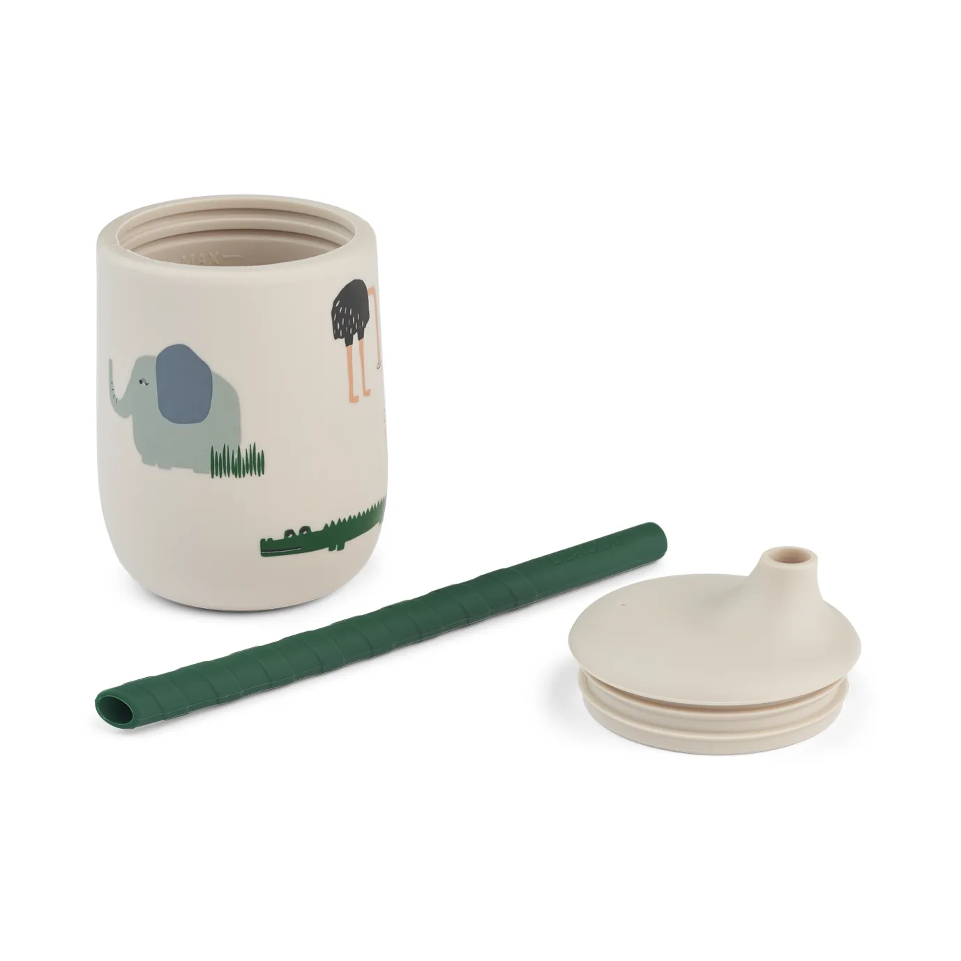 Ellis printed sippy 杯子含吸管 230ml, Safari sandy mix Liewood