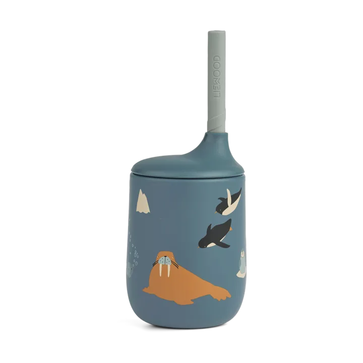 Ellis printed sippy 杯子含吸管 230ml - 北冰洋海景 - Liewood