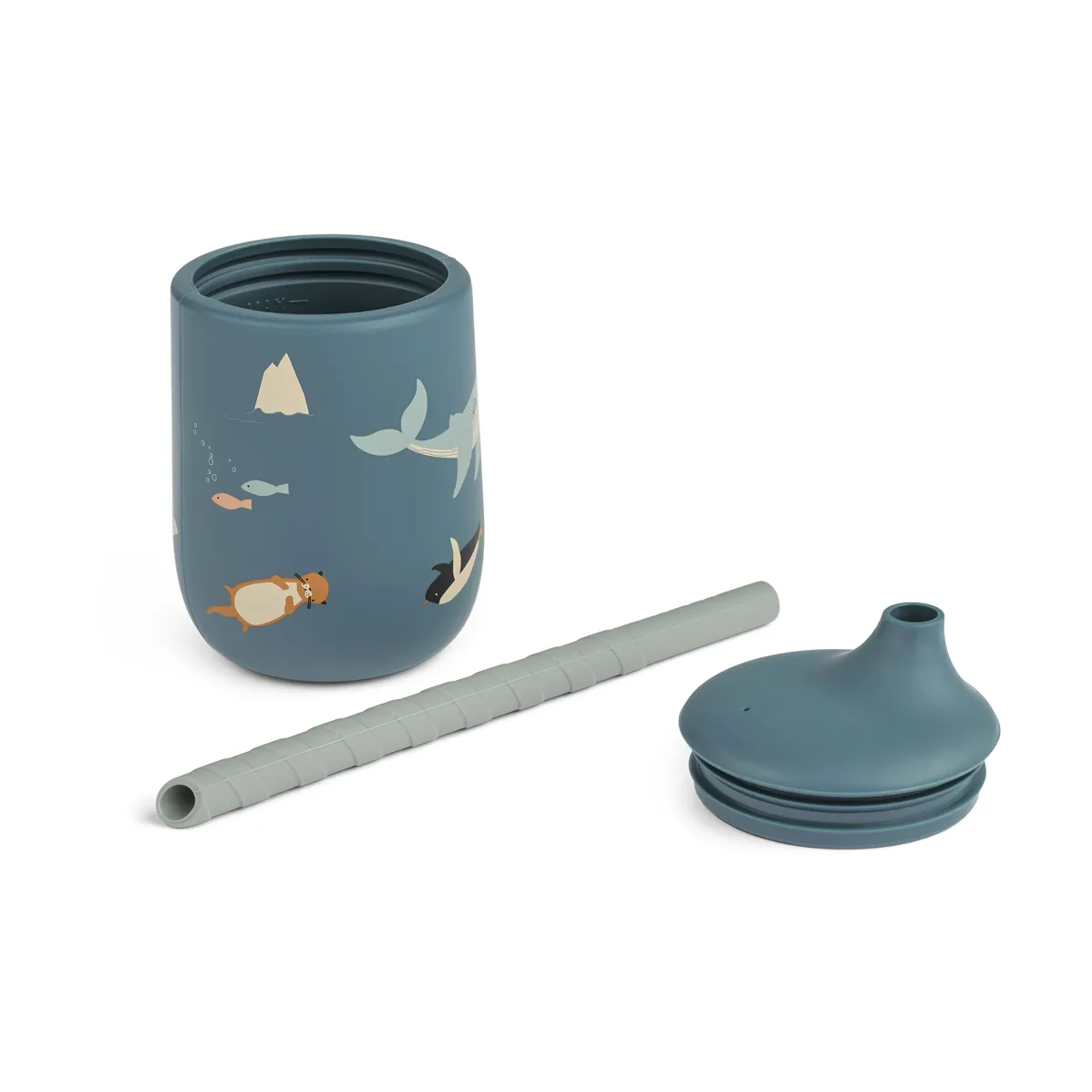 Ellis printed sippy 杯子含吸管 230ml, 北冰洋海景 Liewood