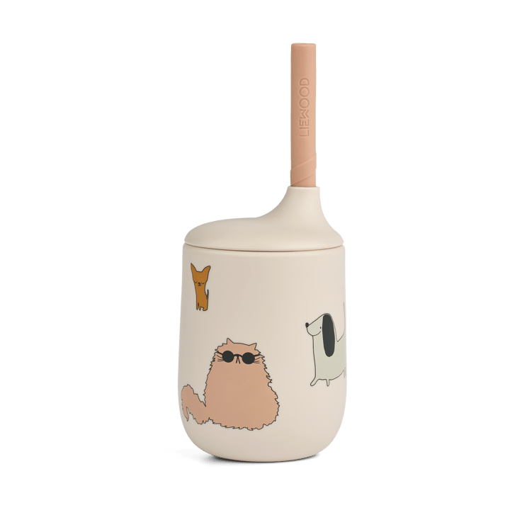 Ellis printed sippy 杯子 with 吸管 23 cl - 小猫和小狗-沙色 - Liewood