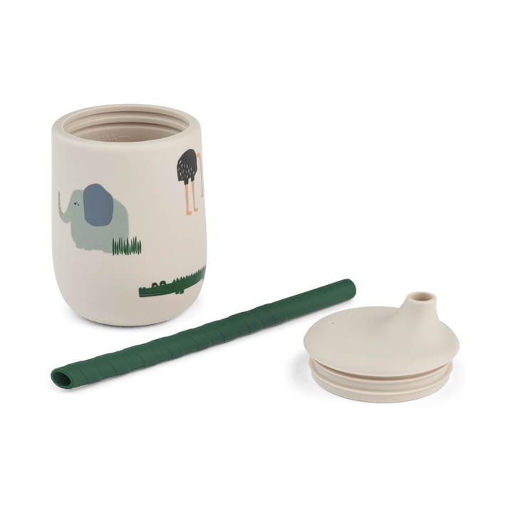 Ellis printed sippy 杯子 with 吸管 23 cl, Safari sandy mix Liewood