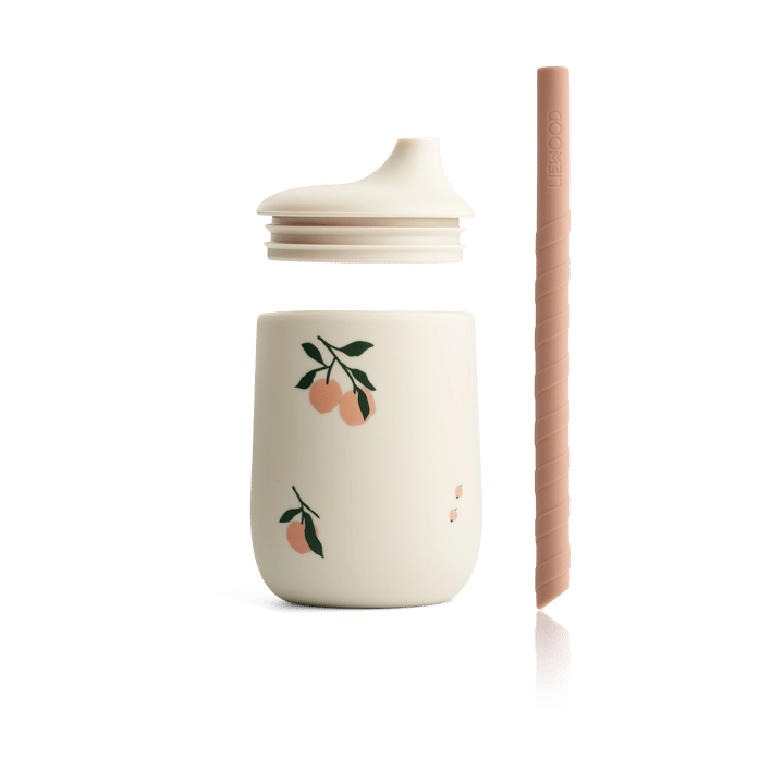 Ellis printed sippy 杯子 with 吸管 23 cl, 桃色-Sea shell mix Liewood
