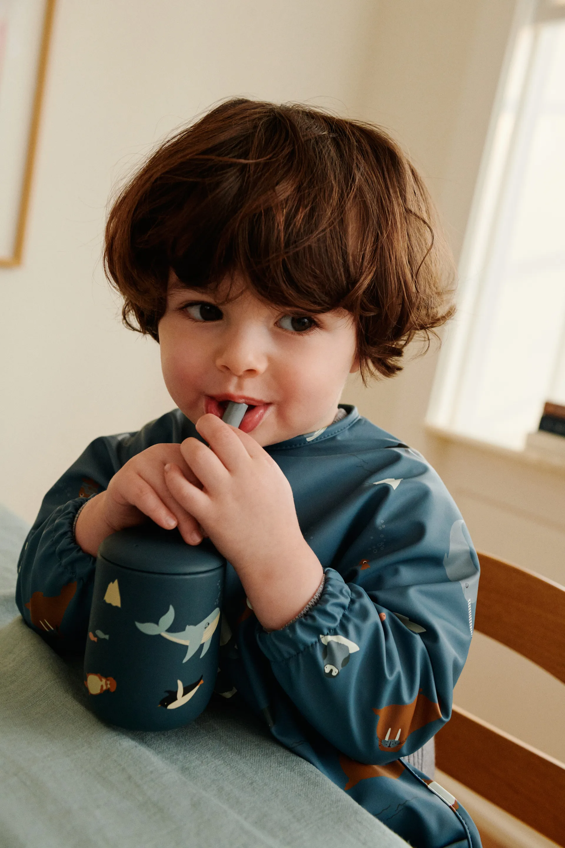 Ellis printed sippy 杯子 with 吸管 23 cl, 北冰洋海景 Liewood