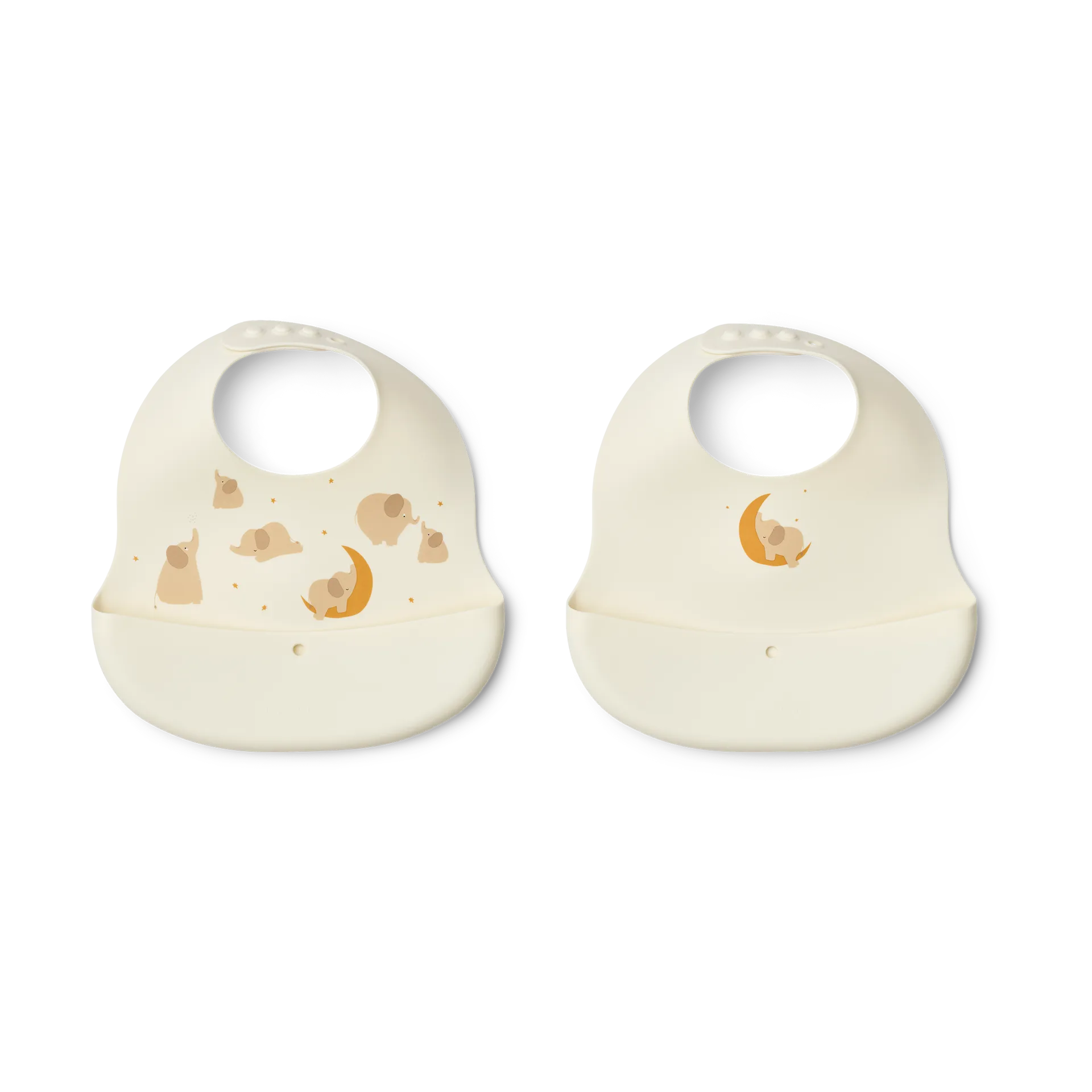Ember printed bib 2件, 大象-奶油黄 Liewood