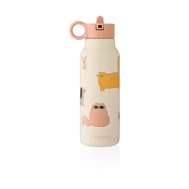 Falk 水瓶 350ml - 小猫和小狗-沙色 - Liewood