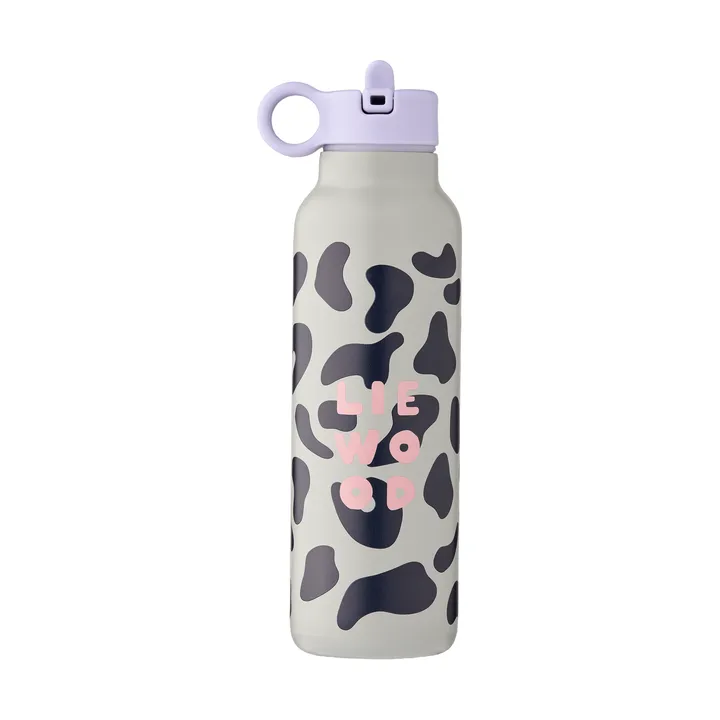 Falk北欧风格保温水壶500ml - Mega系列_狮子图案_雾色 - Liewood