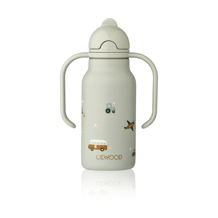 Kimmie 基米系列儿童水瓶25cl - 交通工具主题_鸽子蓝 - Liewood
