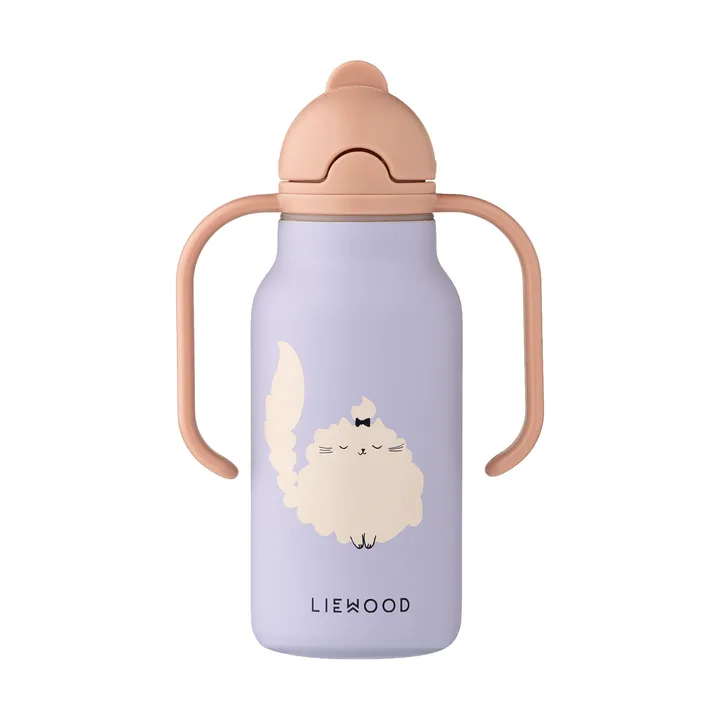 Kimmie 基米系列儿童水瓶25cl - 猫咪图案_暖丁香紫色 - Liewood
