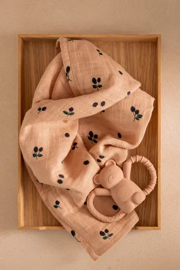 Lewis 平纹细布毯 2件装65x65cm - 迷你浆果色_浅托斯卡纳色 - Liewood