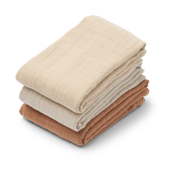 Lewis 平纹细布毯 3件装65x65cm - 托斯卡纳玫瑰色混色 - Liewood