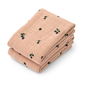 Lewis 平纹细布 毯子 两件套装 65x65 cm - 迷你浆果-浅托斯卡纳色 - Liewood