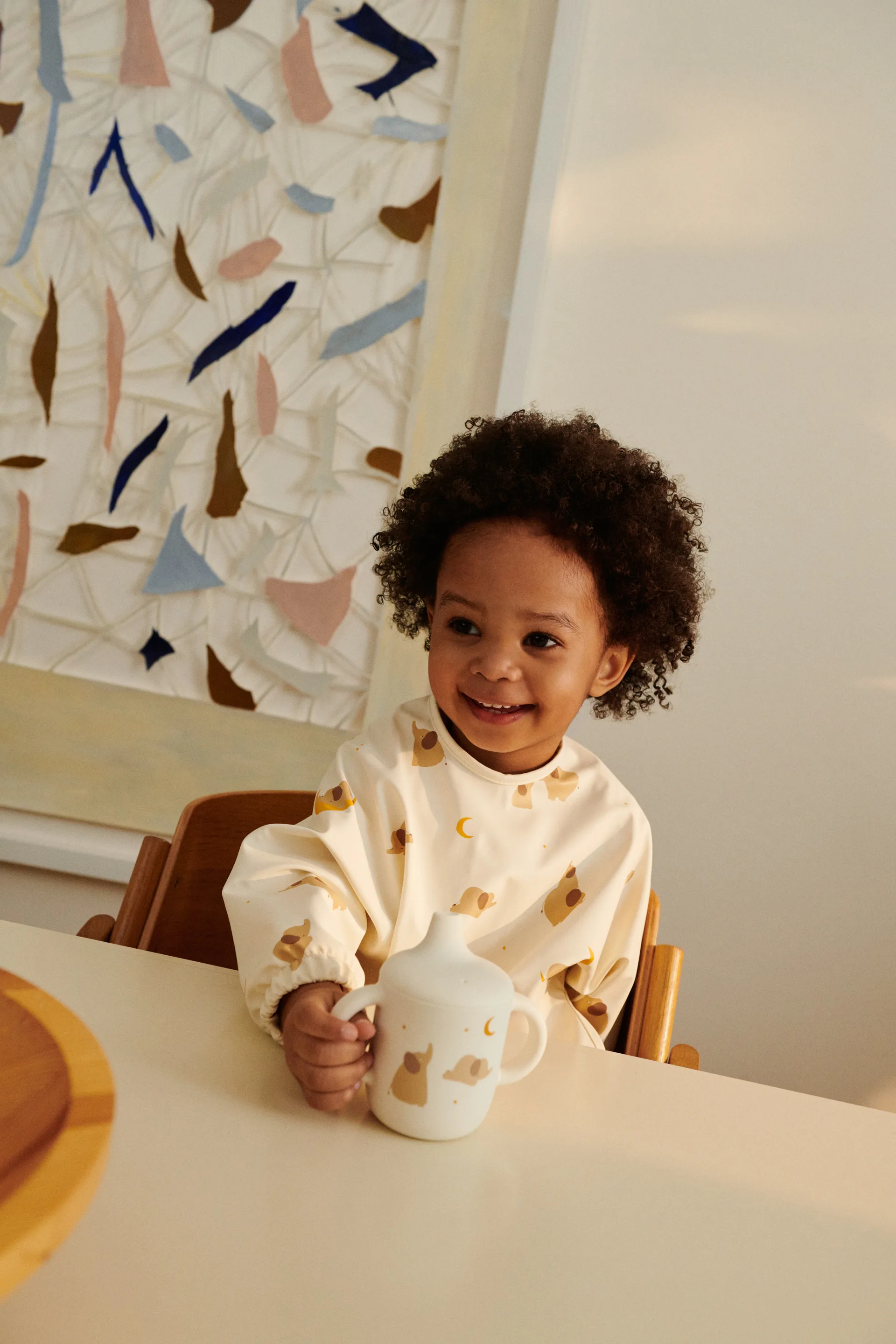 Merle bib with sleeve, 大象-奶油黄 Liewood