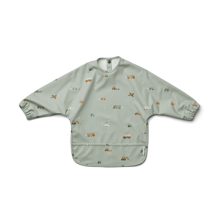 Merle bib with sleeve - Vehicles-dove 蓝色 mix - Liewood