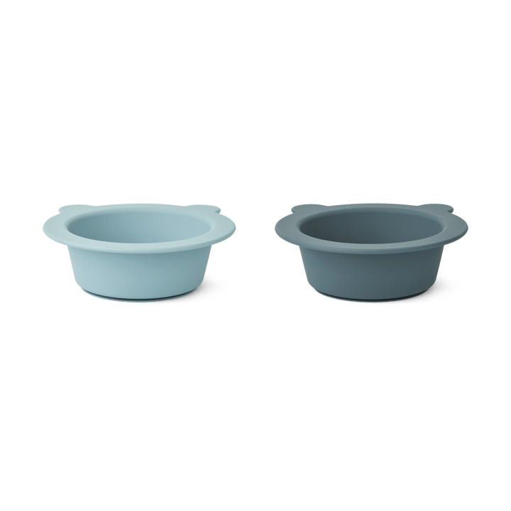 Peony 碗 （带吸盘的） Ø16 cm 2件, Sea 蓝色-Whale 蓝色 Liewood