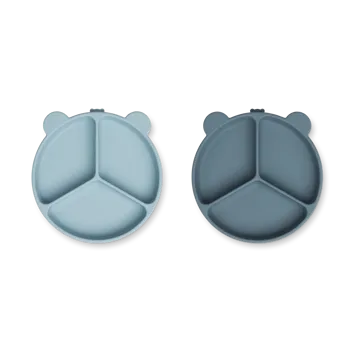 Stacy divided 儿童 盘子 两件套装 - Sea 蓝色-Whale 蓝色 - Liewood