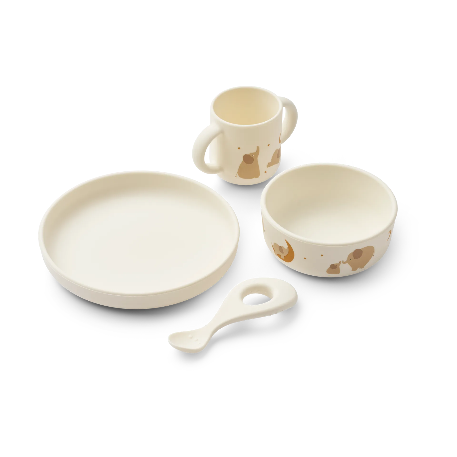 Vivi printed dinnerware 套装 4件., 大象-奶油黄 Liewood
