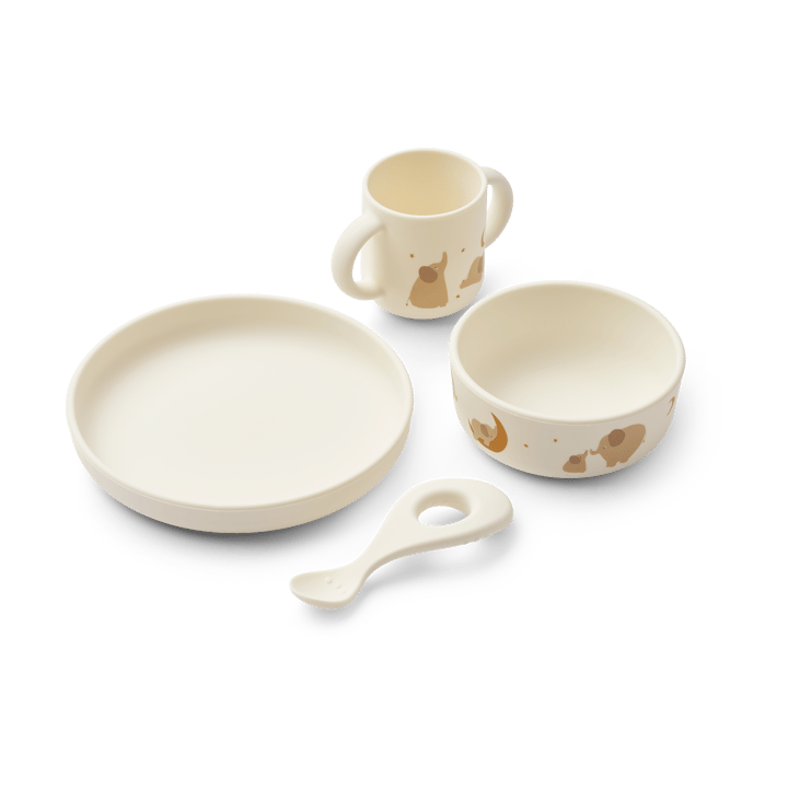 Vivi printed dinnerware 套装 4件. - 大象-奶油黄 - Liewood