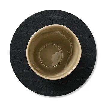 Buffalo coaster reversible circle 1 pcs - 黑色-nature - LIND DNA