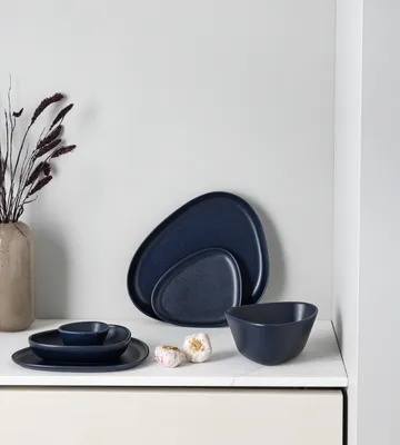 Curve Stoneware 碗 中号 20x22cm - 海军蓝 - LIND DNA