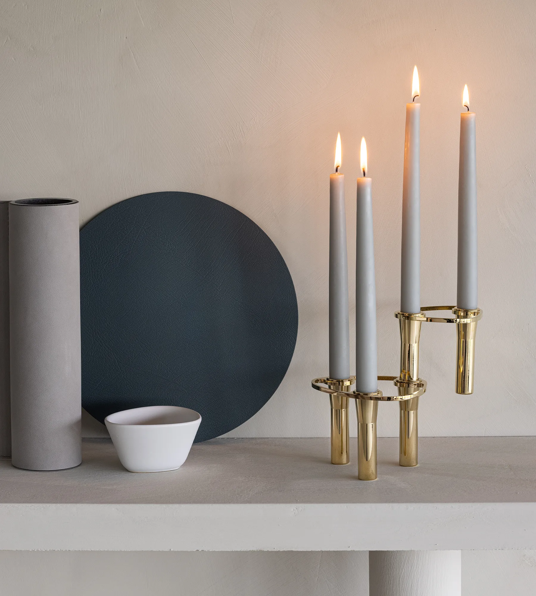 Lind Curve combinable 烛台 24K gold 盘子d, Double LIND DNA